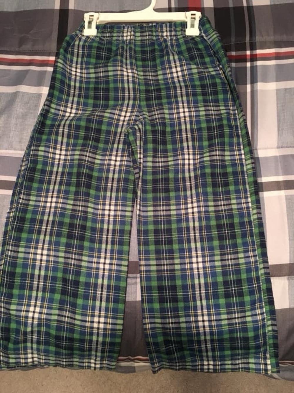 Boys Green Navy Plaid Lounge Pants